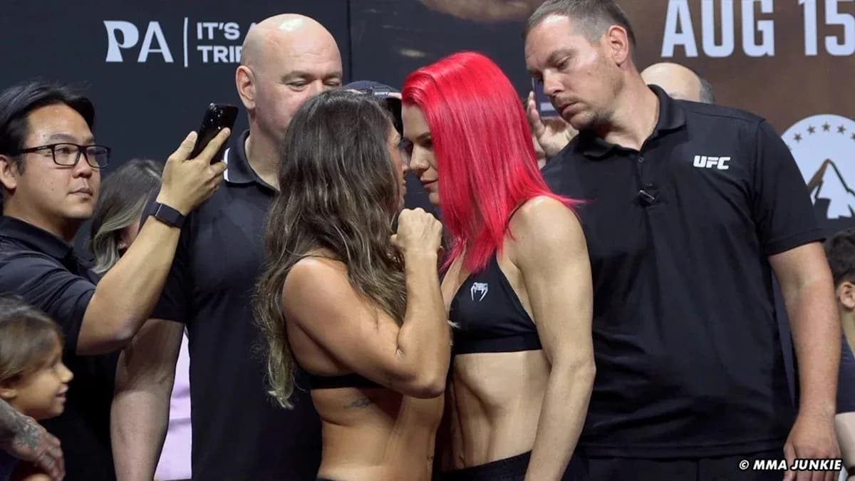 Fighters facing off at weigh-in event Fighters facing off at weigh-in event