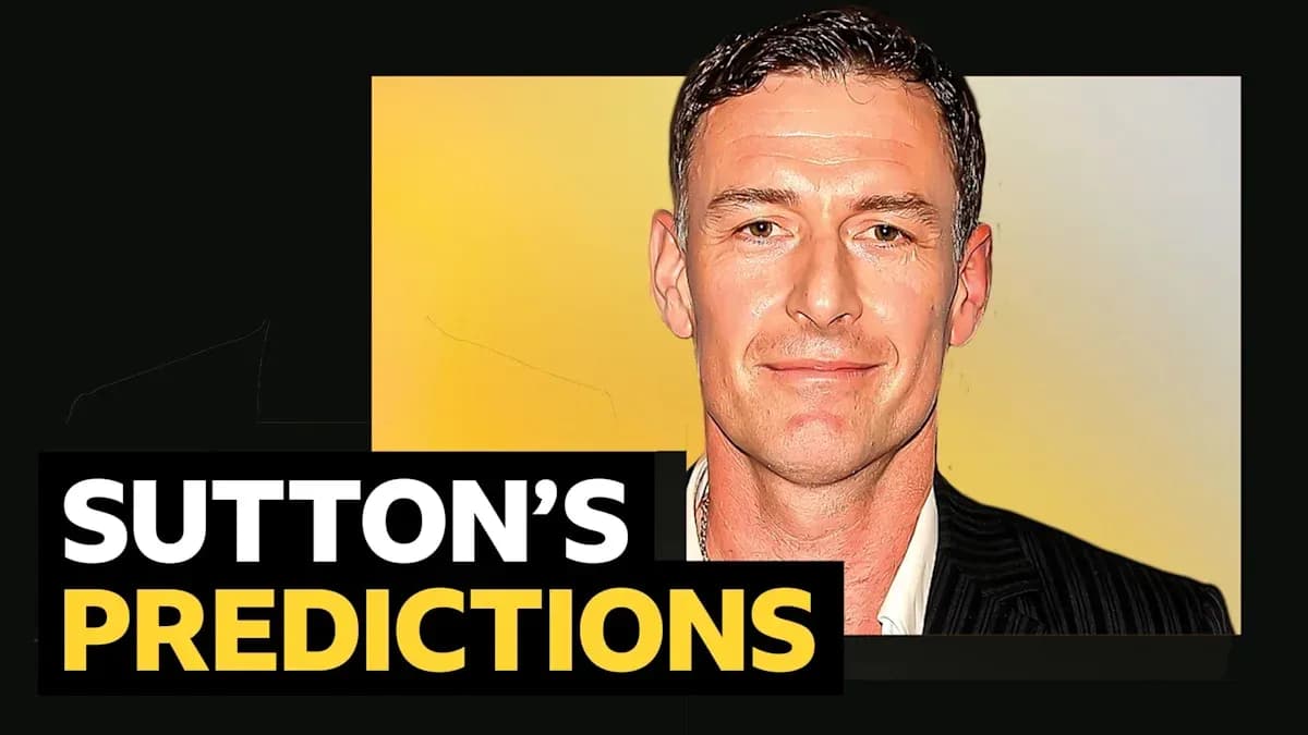 Sutton's predictions graphic with his portrait Sutton's predictions graphic with his portrait