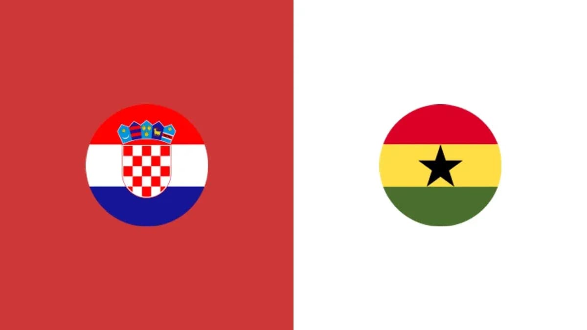 Flags of Croatia and Ghana on colored backgrounds Flags of Croatia and Ghana on colored backgrounds