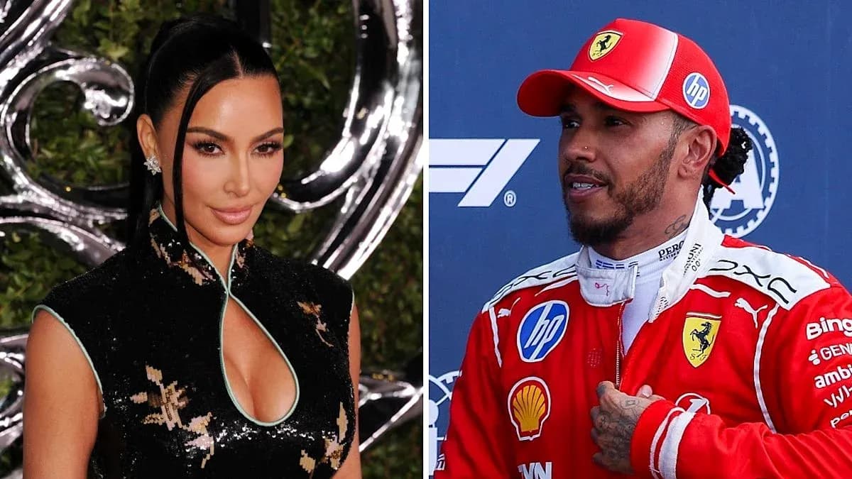 Kim Kardashian and Lewis Hamilton in separate settings Kim Kardashian and Lewis Hamilton in separate settings