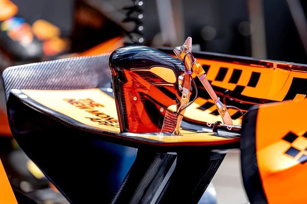 Detail of a Formula 1 car's rear wing Detail of a Formula 1 car's rear wing