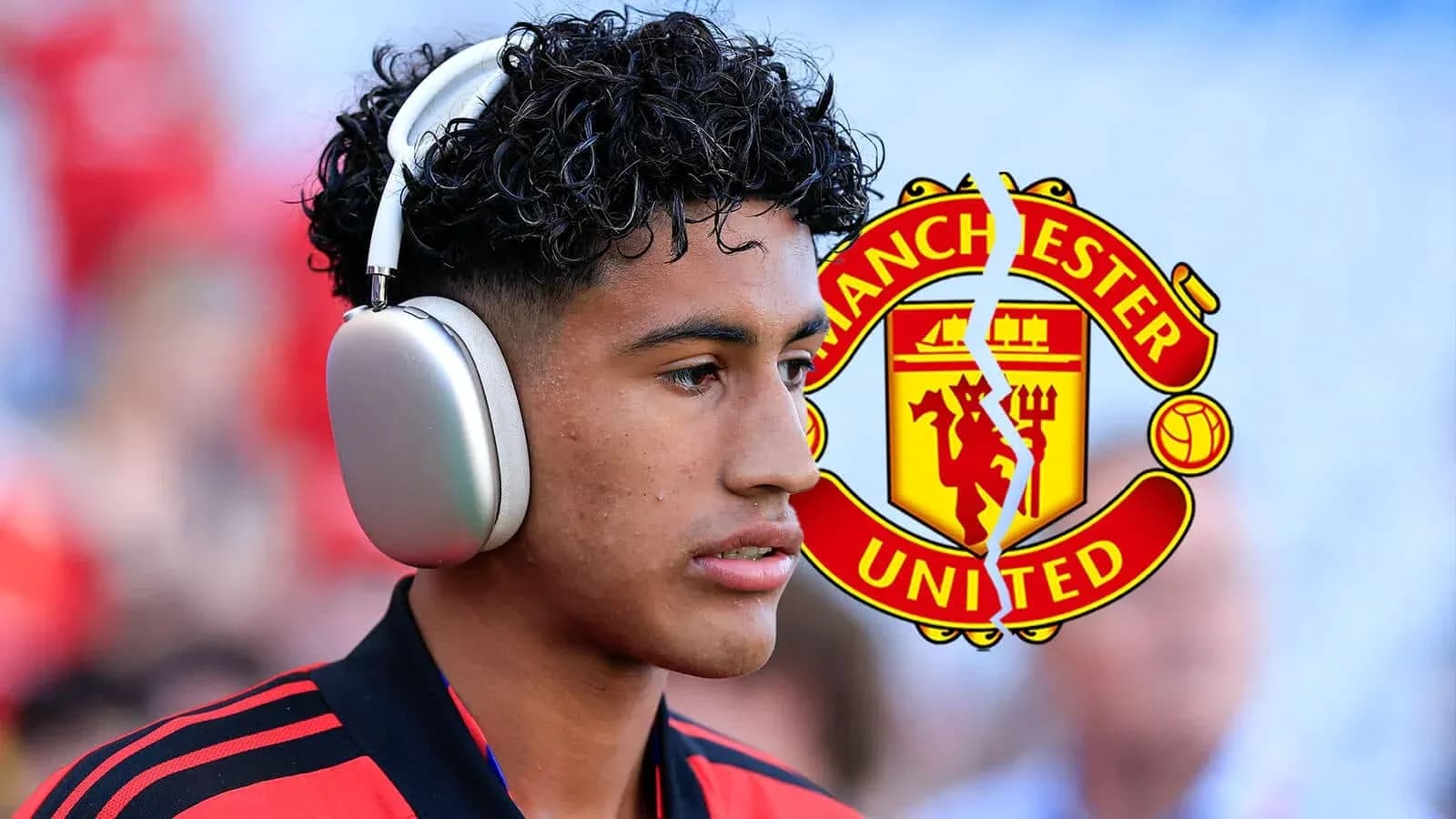Young player with headphones before match Young player with headphones before match