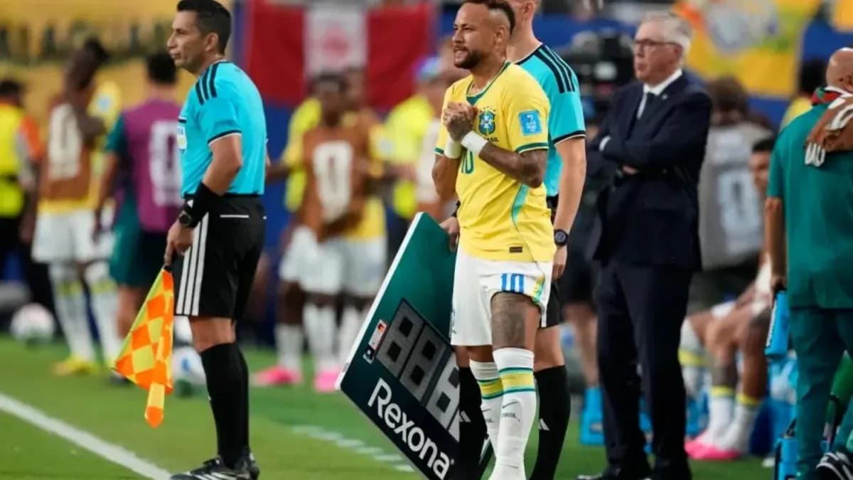 Neymar waiting to enter match during substitution Neymar waiting to enter match during substitution