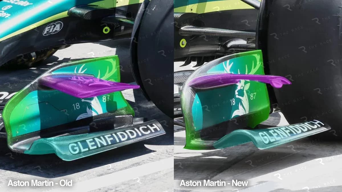 Aston Martin F1 car rear wing comparison, old vs new Aston Martin F1 car rear wing comparison, old vs new