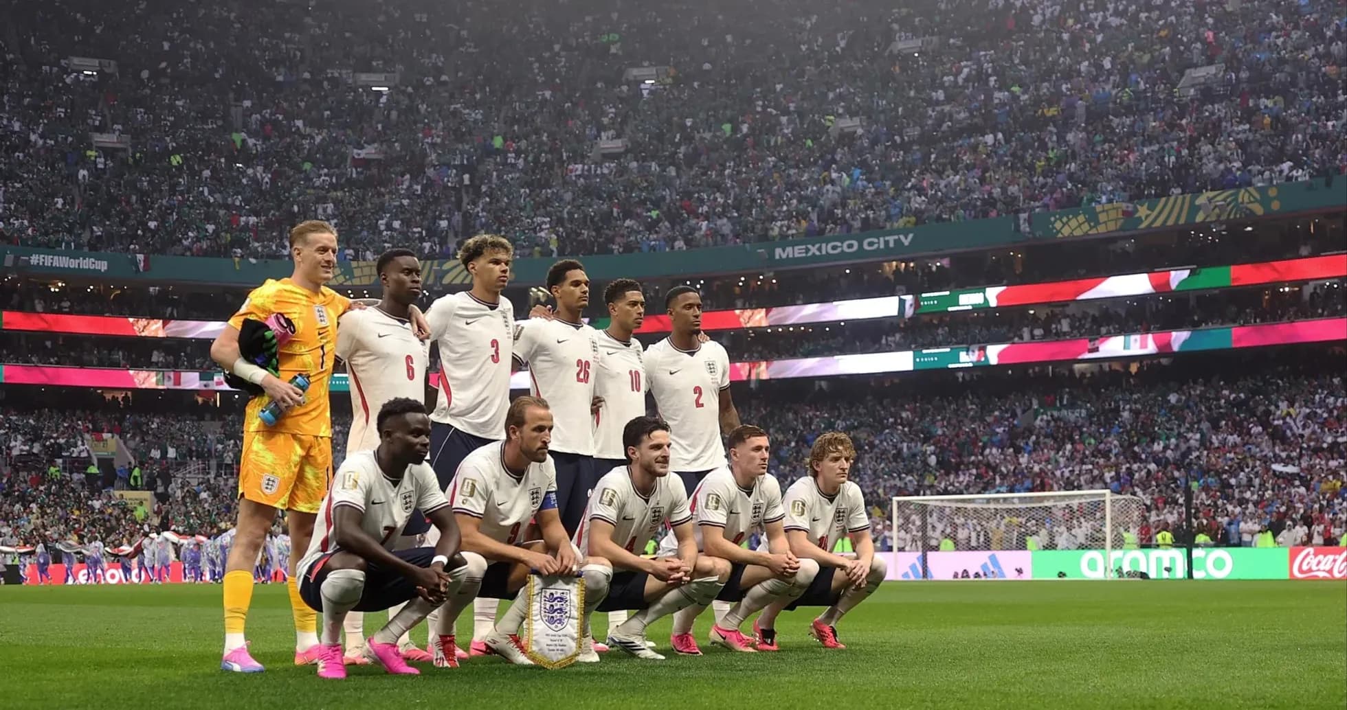 England national team posing before match in stadium England national team posing before match in stadium