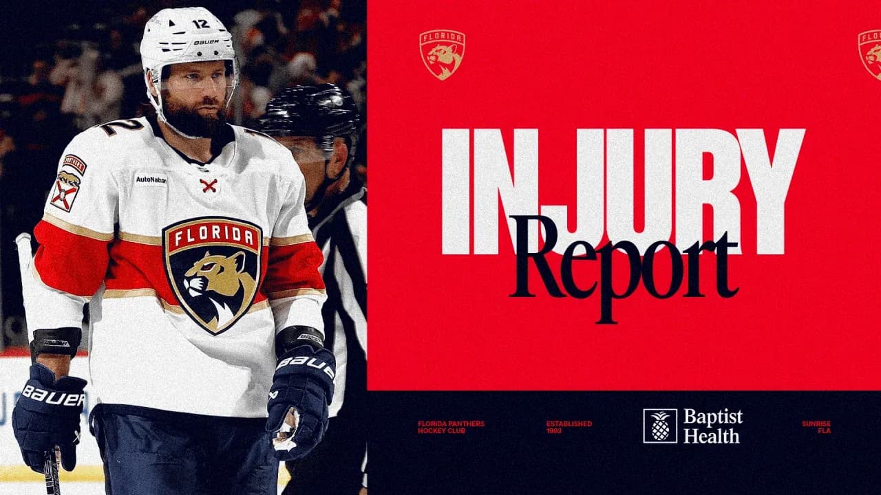Florida Panthers player with injury report graphic Florida Panthers player with injury report graphic