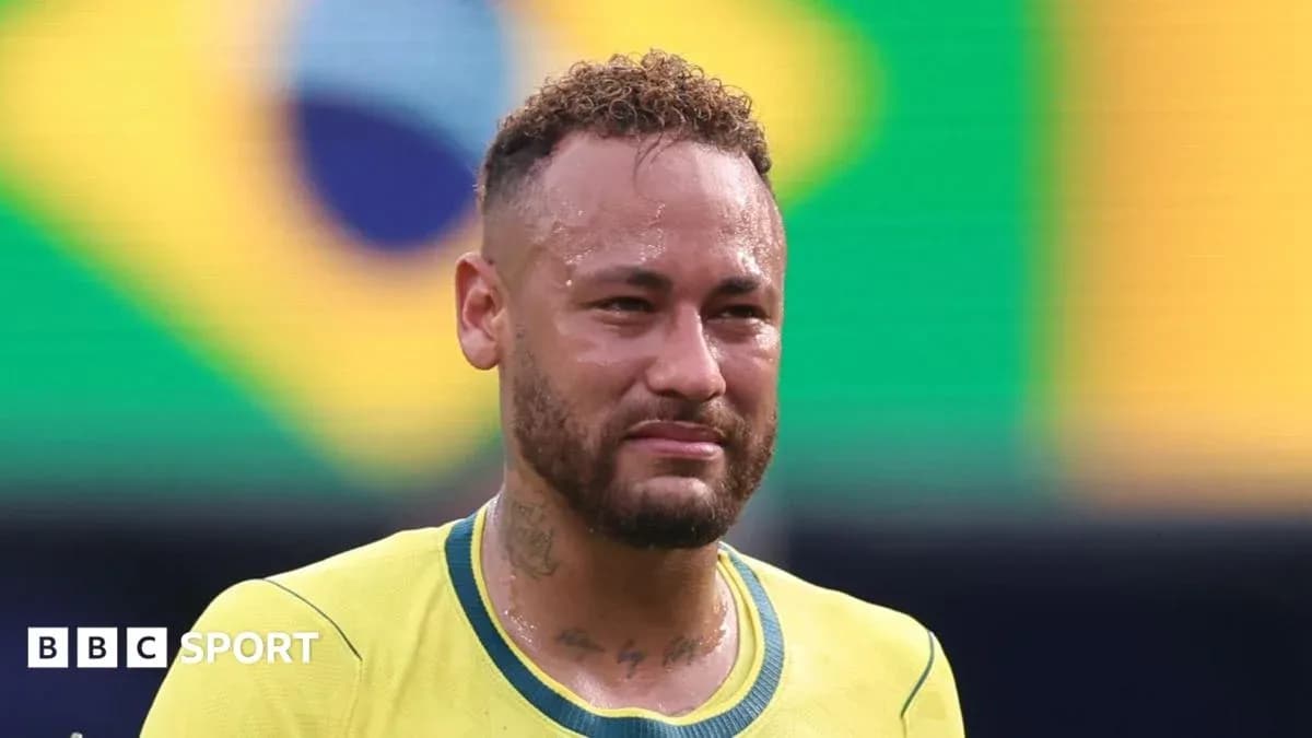 Neymar wearing Brazil jersey during match Neymar wearing Brazil jersey during match