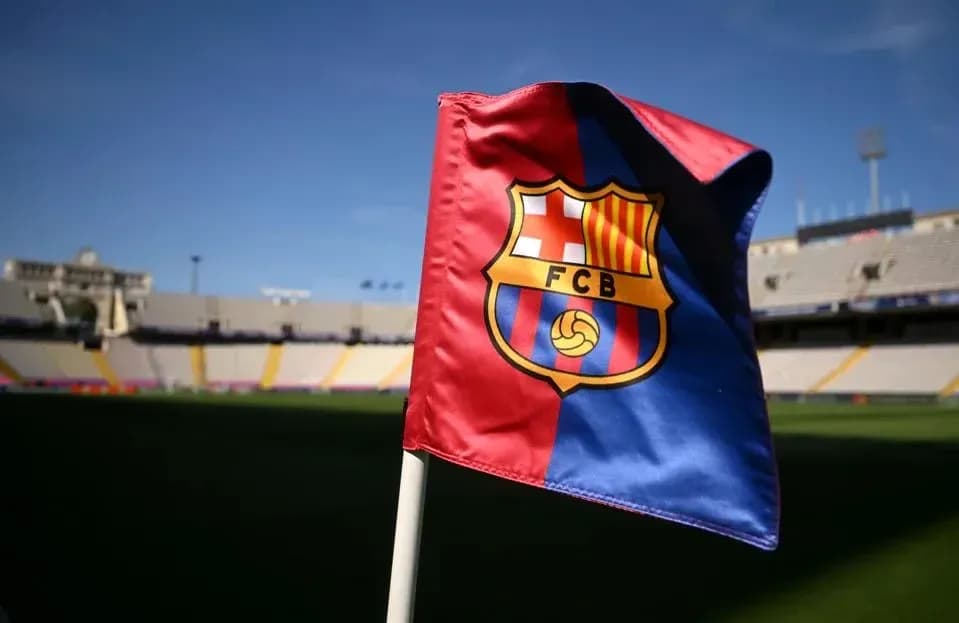 FC Barcelona flag in stadium before match FC Barcelona flag in stadium before match