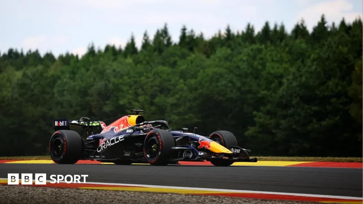 Red Bull Racing car on track during race Red Bull Racing car on track during race