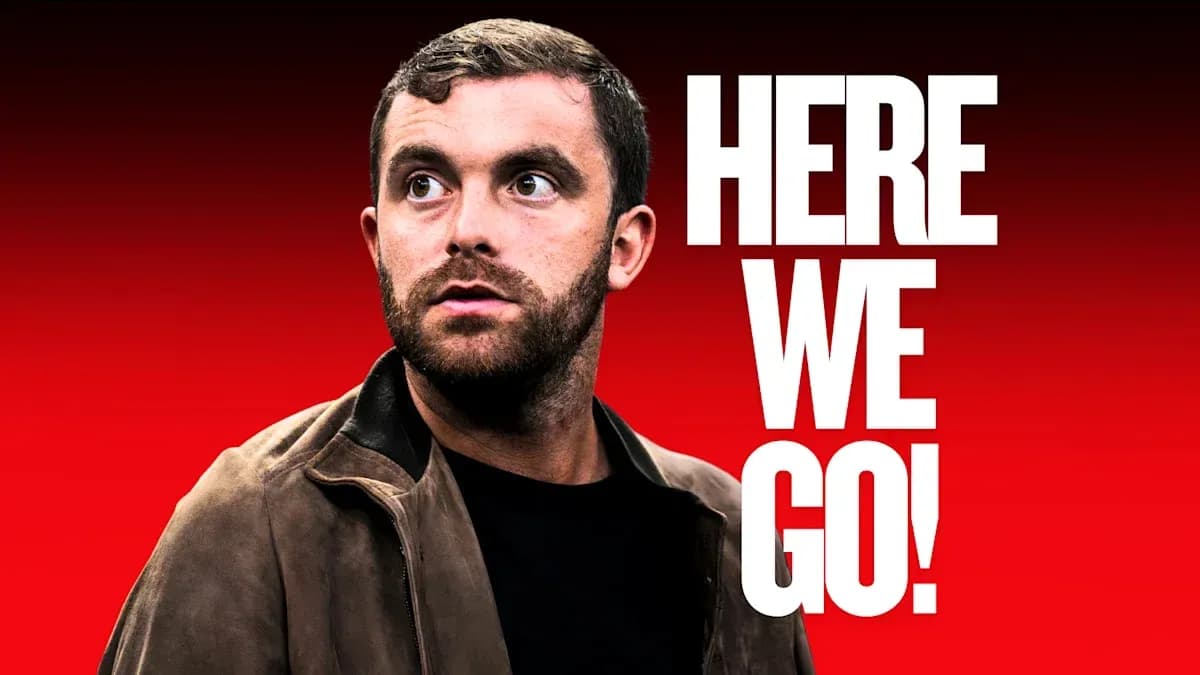 Man with serious expression against red background Man with serious expression against red background