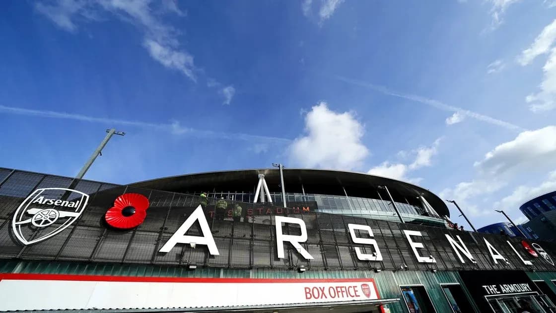 Arsenal stadium entrance with logo and poppy Arsenal stadium entrance with logo and poppy