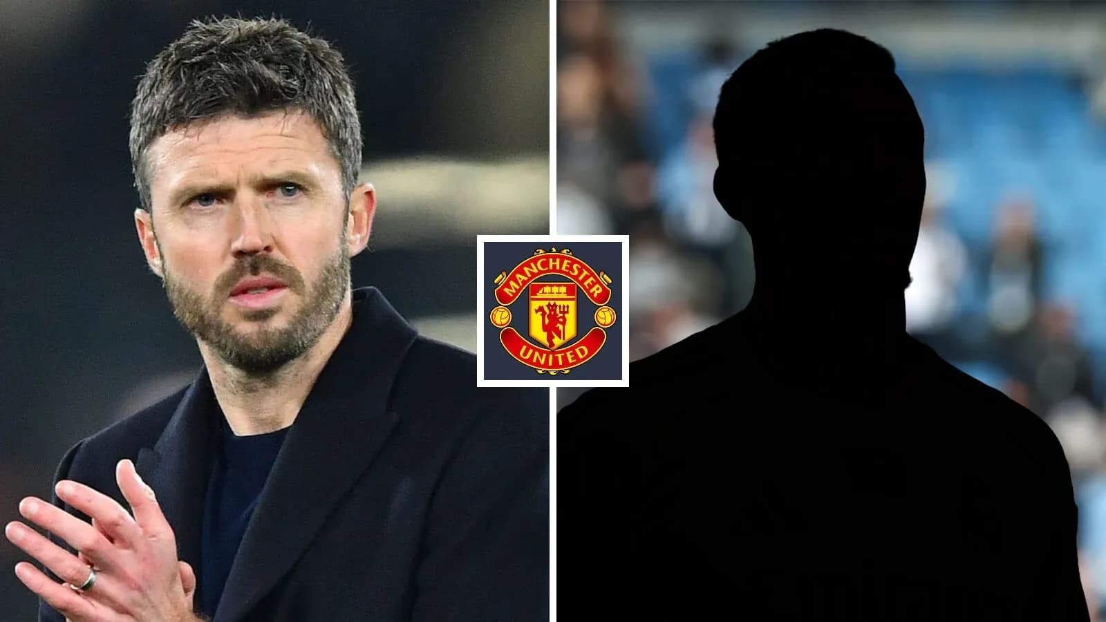 Michael Carrick with Manchester United logo and silhouette Michael Carrick with Manchester United logo and silhouette