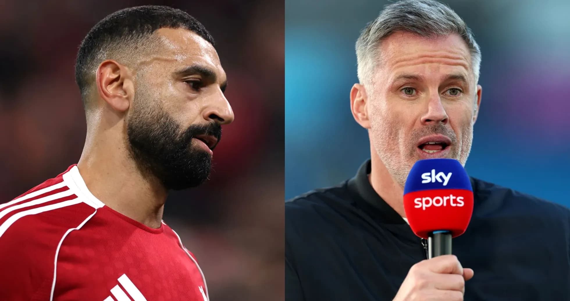 Mohamed Salah and Jamie Carragher during analysis segment Mohamed Salah and Jamie Carragher during analysis segment