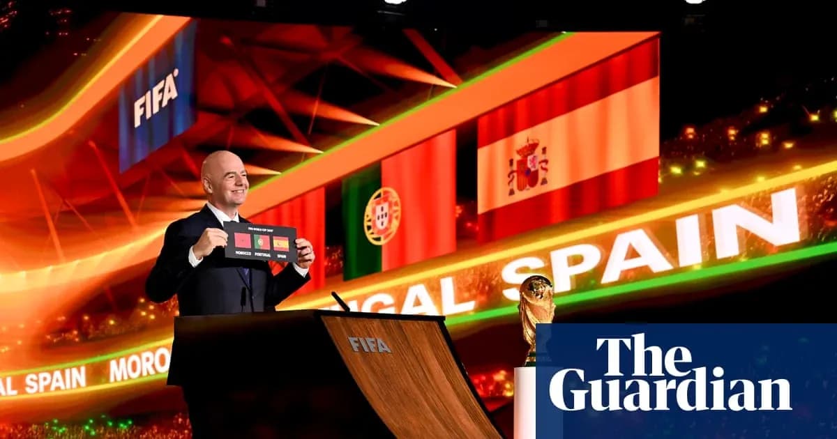 FIFA official announcing teams at draw event FIFA official announcing teams at draw event