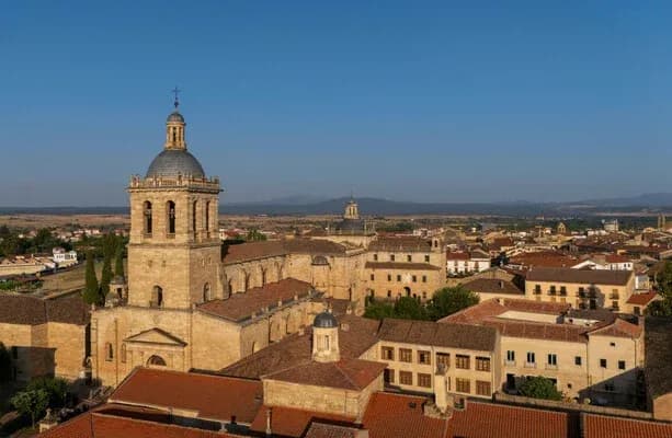 Aerial view of historic buildings and churches Aerial view of historic buildings and churches