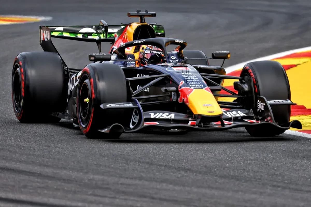 Formula 1 car racing on track during event Formula 1 car racing on track during event