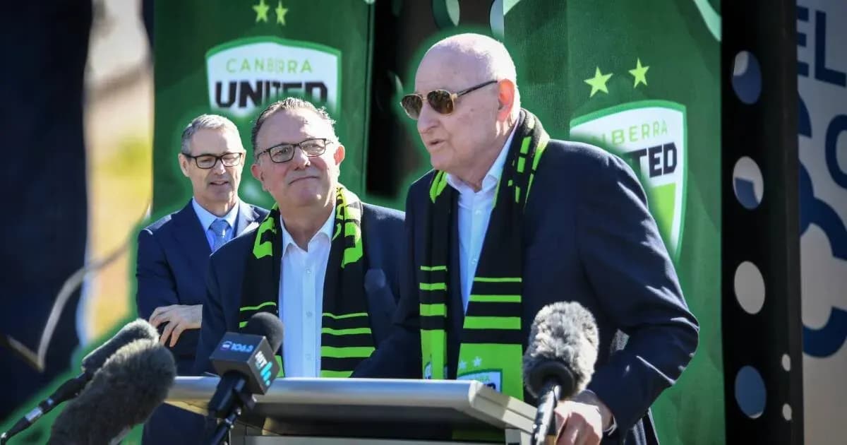 Officials speaking at Canberra United press conference Officials speaking at Canberra United press conference
