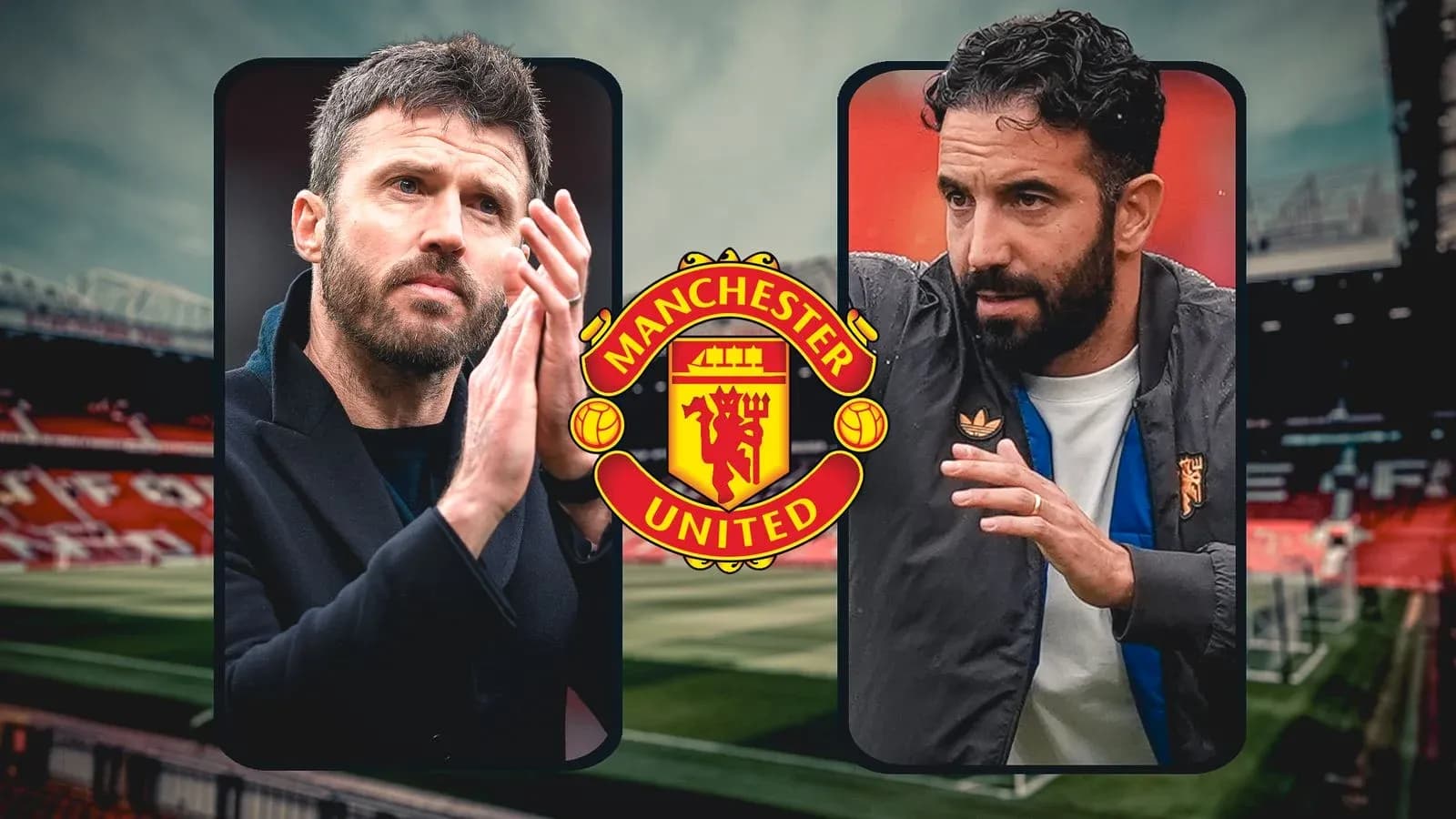 Two coaches discussing strategies at Old Trafford Two coaches discussing strategies at Old Trafford