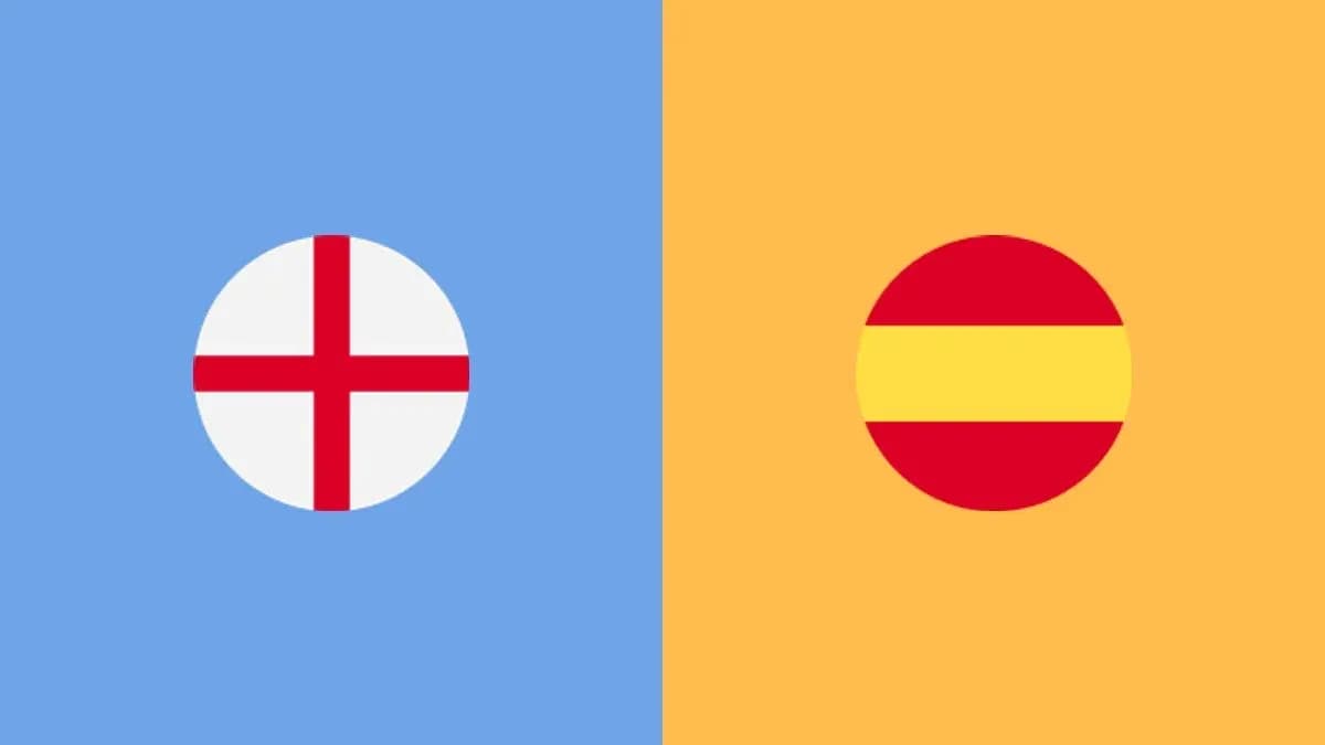 Flag of England and flag of Spain side by side Flag of England and flag of Spain side by side