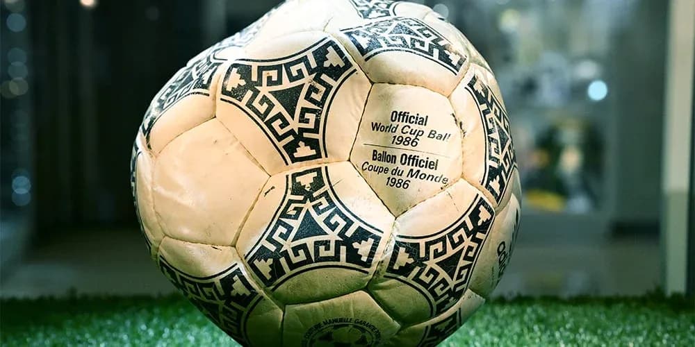 1986 FIFA World Cup official match ball on display 1986 FIFA World Cup official match ball on display