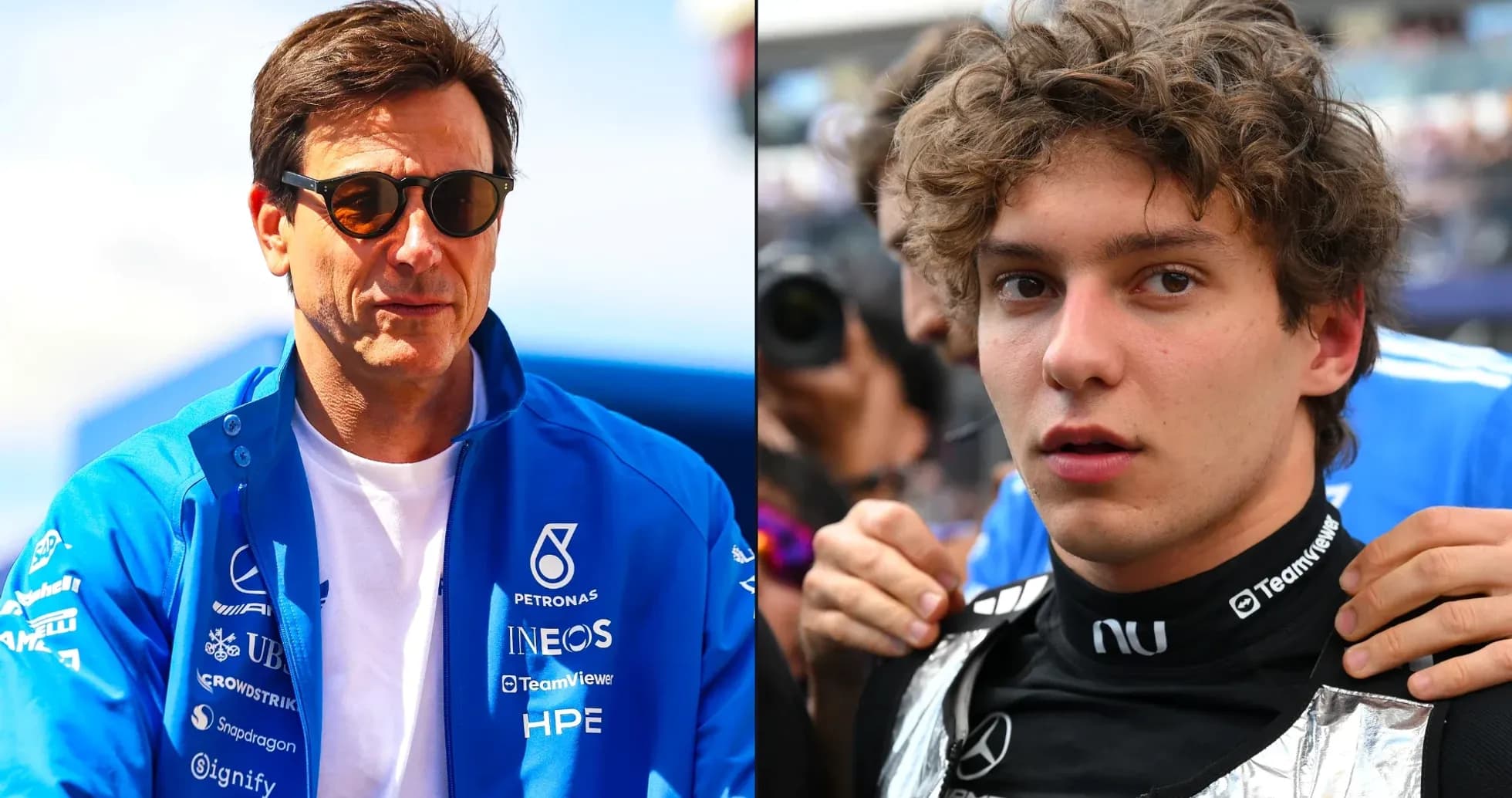 Toto Wolff and young driver preparing for event Toto Wolff and young driver preparing for event