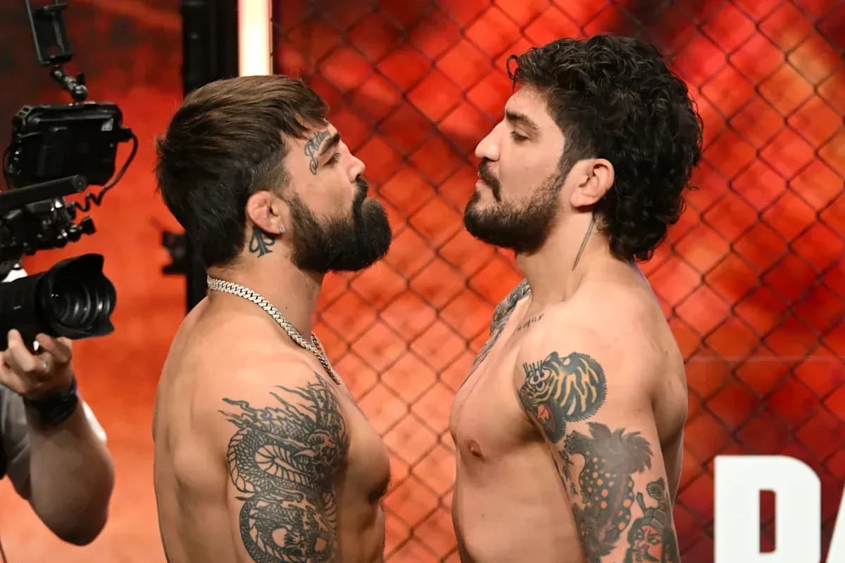 Duel face-off between two fighters before match Duel face-off between two fighters before match