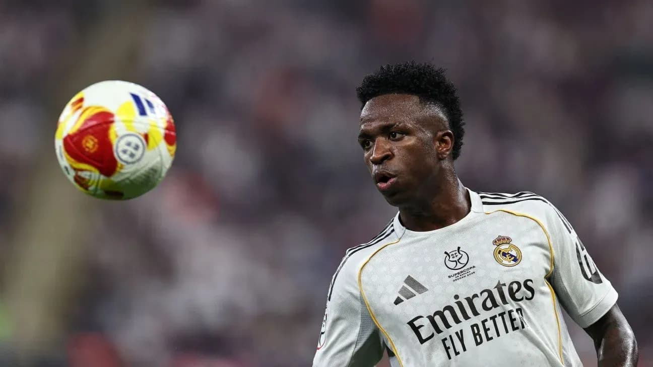 Vinícius Júnior controlling ball during match Vinícius Júnior controlling ball during match