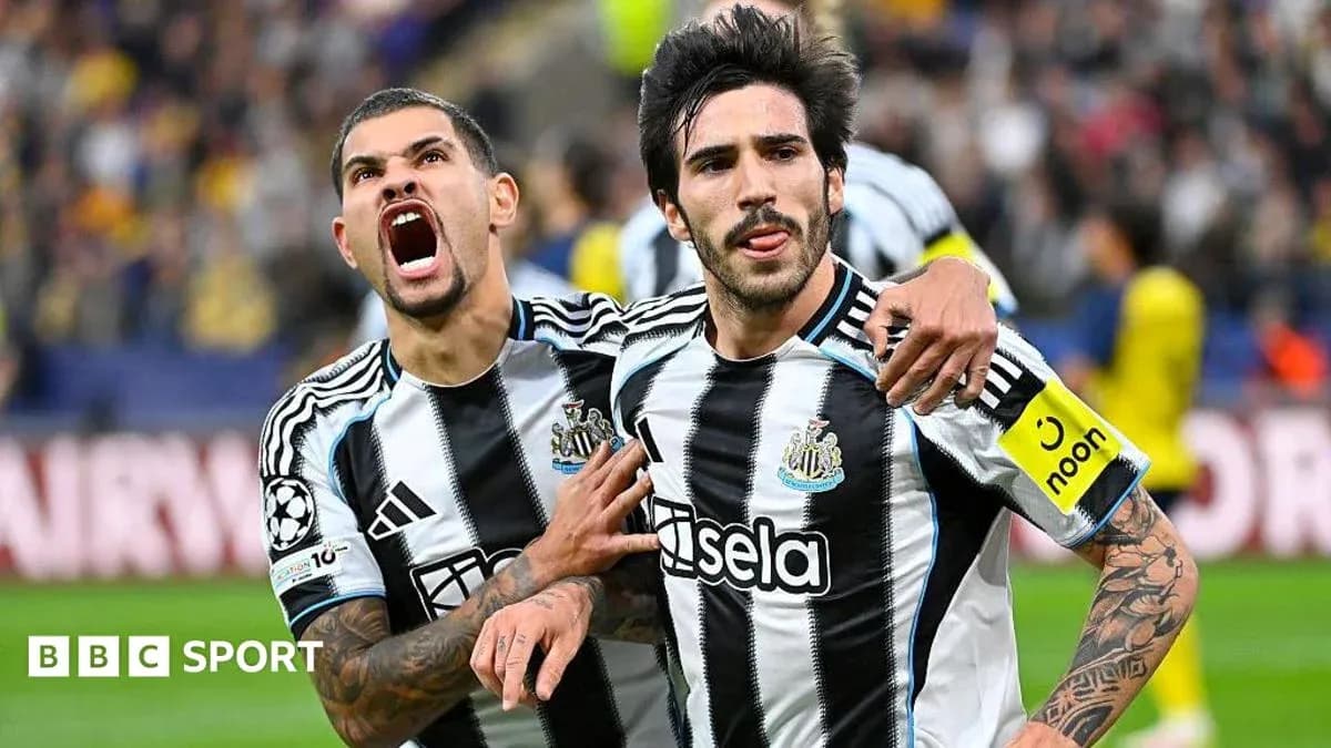 Newcastle players celebrating a goal on the field Newcastle players celebrating a goal on the field
