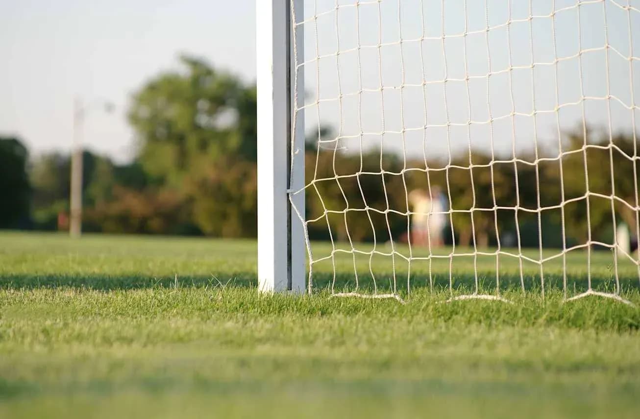 Goalpost and net on a soccer field Goalpost and net on a soccer field