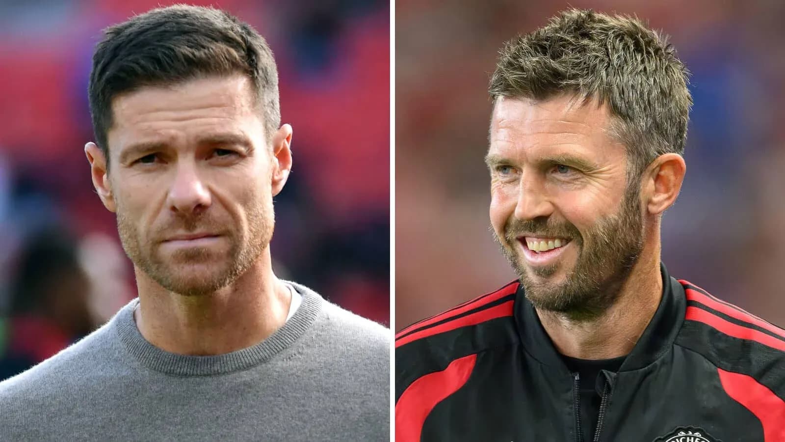 Two football coaches on the pitch before a match Two football coaches on the pitch before a match