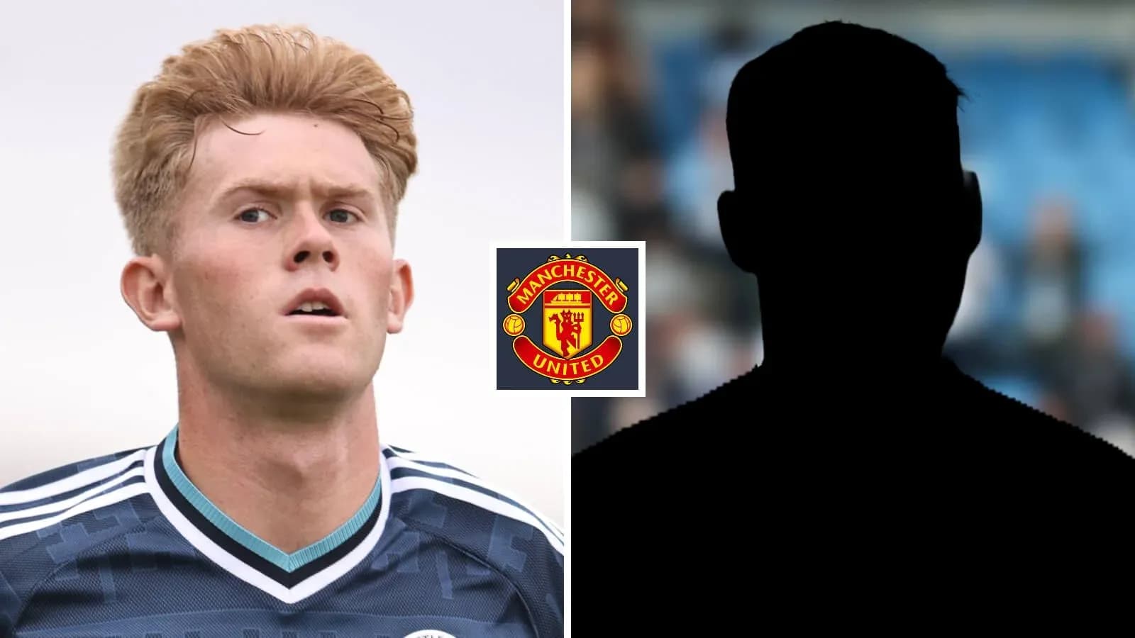 Futbolchi Manchester United formasida, orqa fond qora Futbolchi Manchester United formasida, orqa fond qora