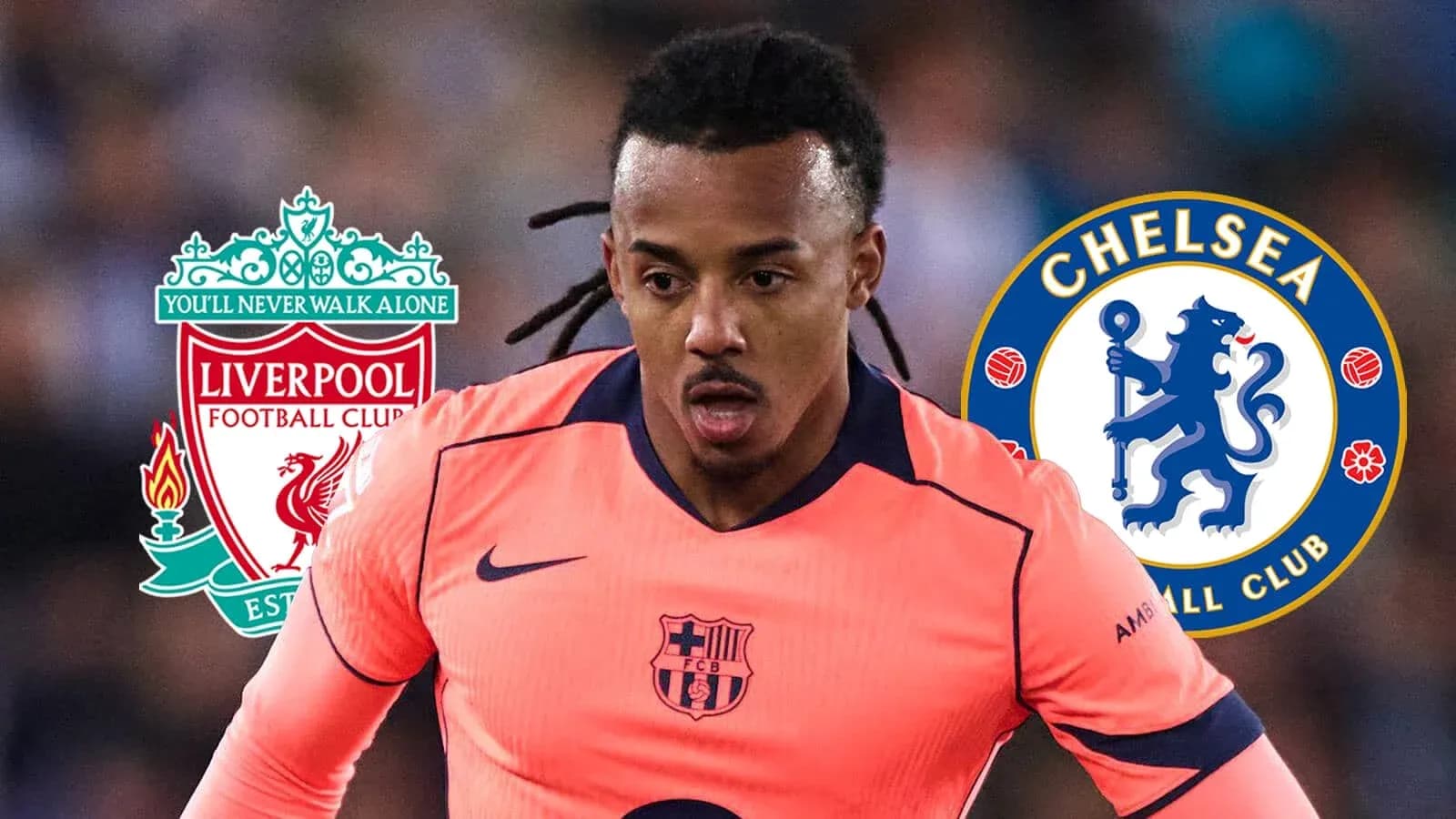 Futbolchi Liverpool va Chelsea logotiplari bilan Futbolchi Liverpool va Chelsea logotiplari bilan