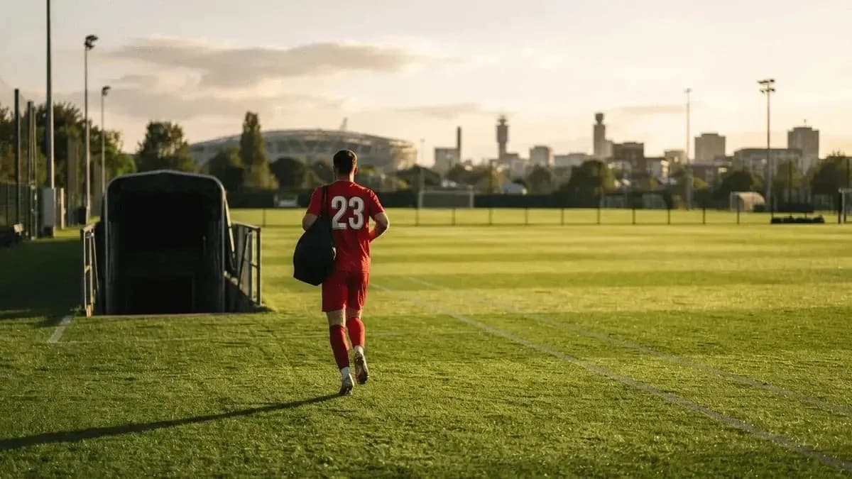 Futbolchi maydonga chiqayotgan, 23 raqami bilan Futbolchi maydonga chiqayotgan, 23 raqami bilan