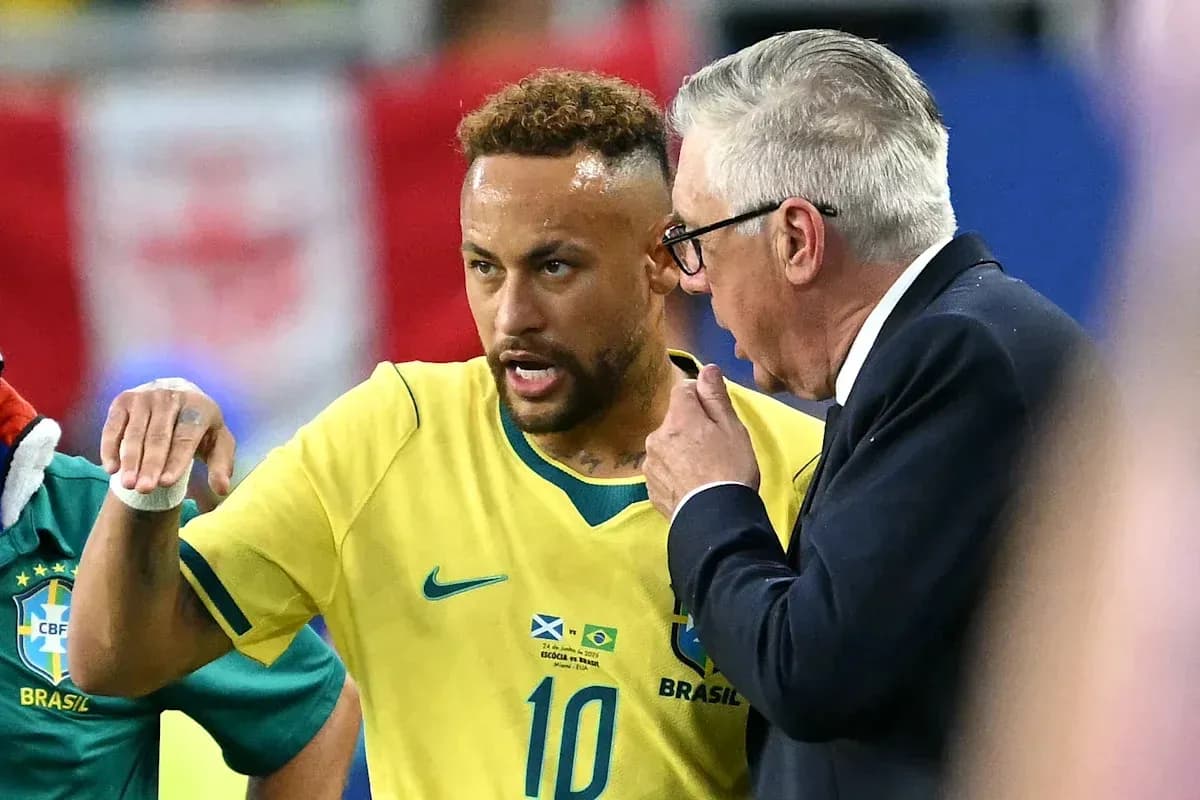 Neymar discussing tactics with coach during match Neymar discussing tactics with coach during match