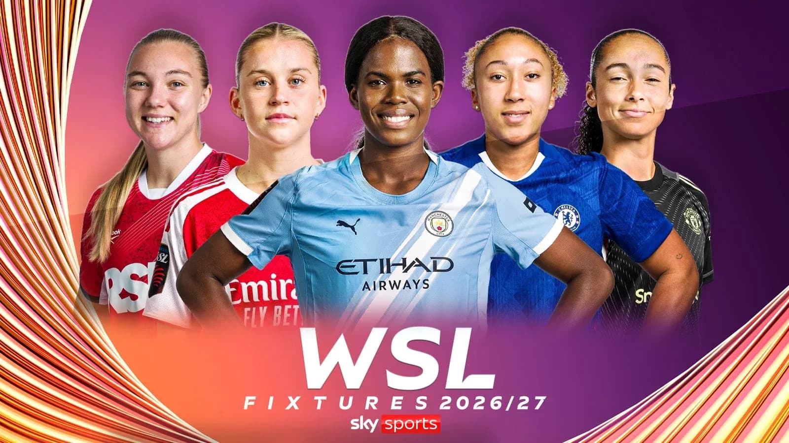 Women's football players in team jerseys for WSL fixtures Women's football players in team jerseys for WSL fixtures