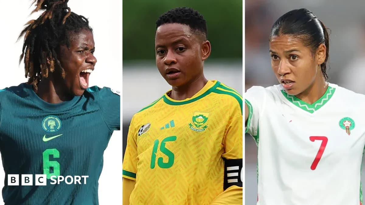 Three female football players from Nigeria, South Africa, Morocco Three female football players from Nigeria, South Africa, Morocco