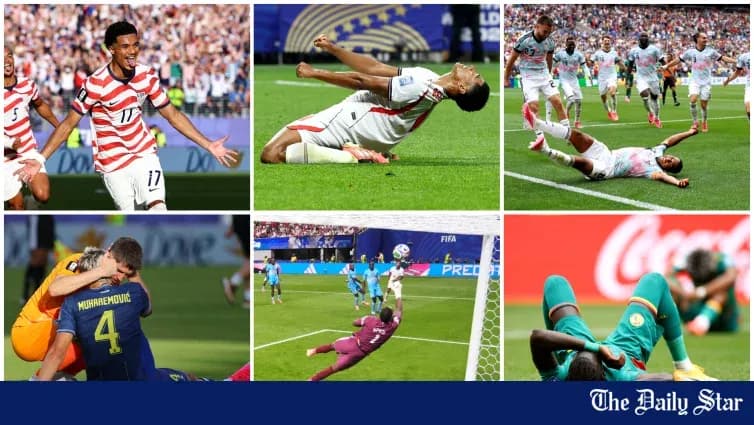 Various football match highlights featuring players celebrating Various football match highlights featuring players celebrating