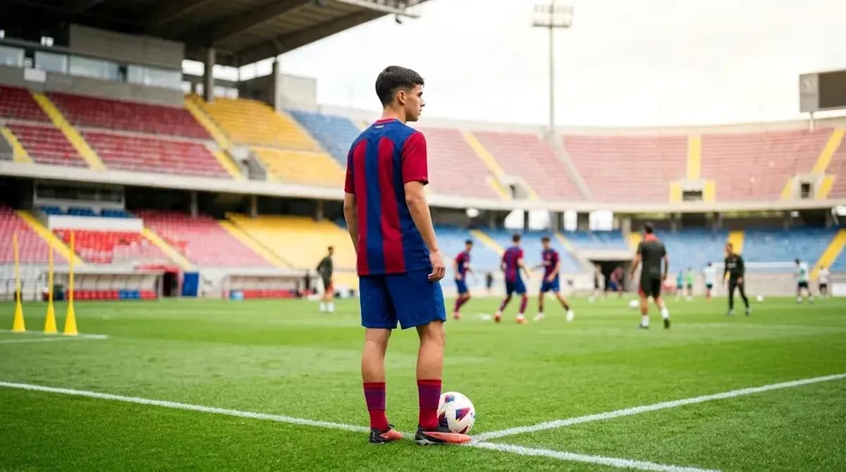 Futbolchi maydonga to'p bilan tayyorlanmoqda Futbolchi maydonga to'p bilan tayyorlanmoqda