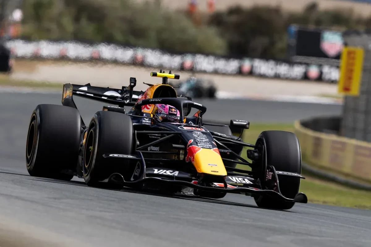 Formula 1 car racing on track during event Formula 1 car racing on track during event