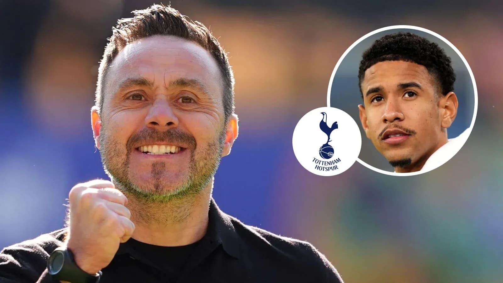 Tottenham manager celebrating with player in inset Tottenham manager celebrating with player in inset