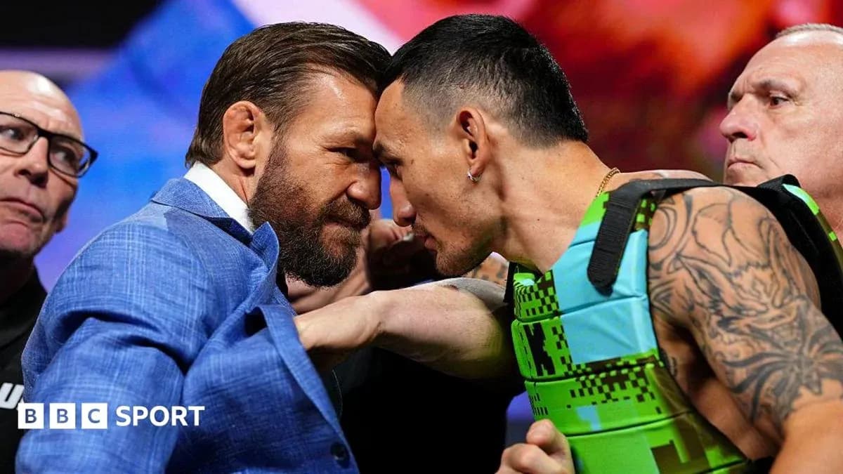 Two fighters facing off during pre-fight event Two fighters facing off during pre-fight event