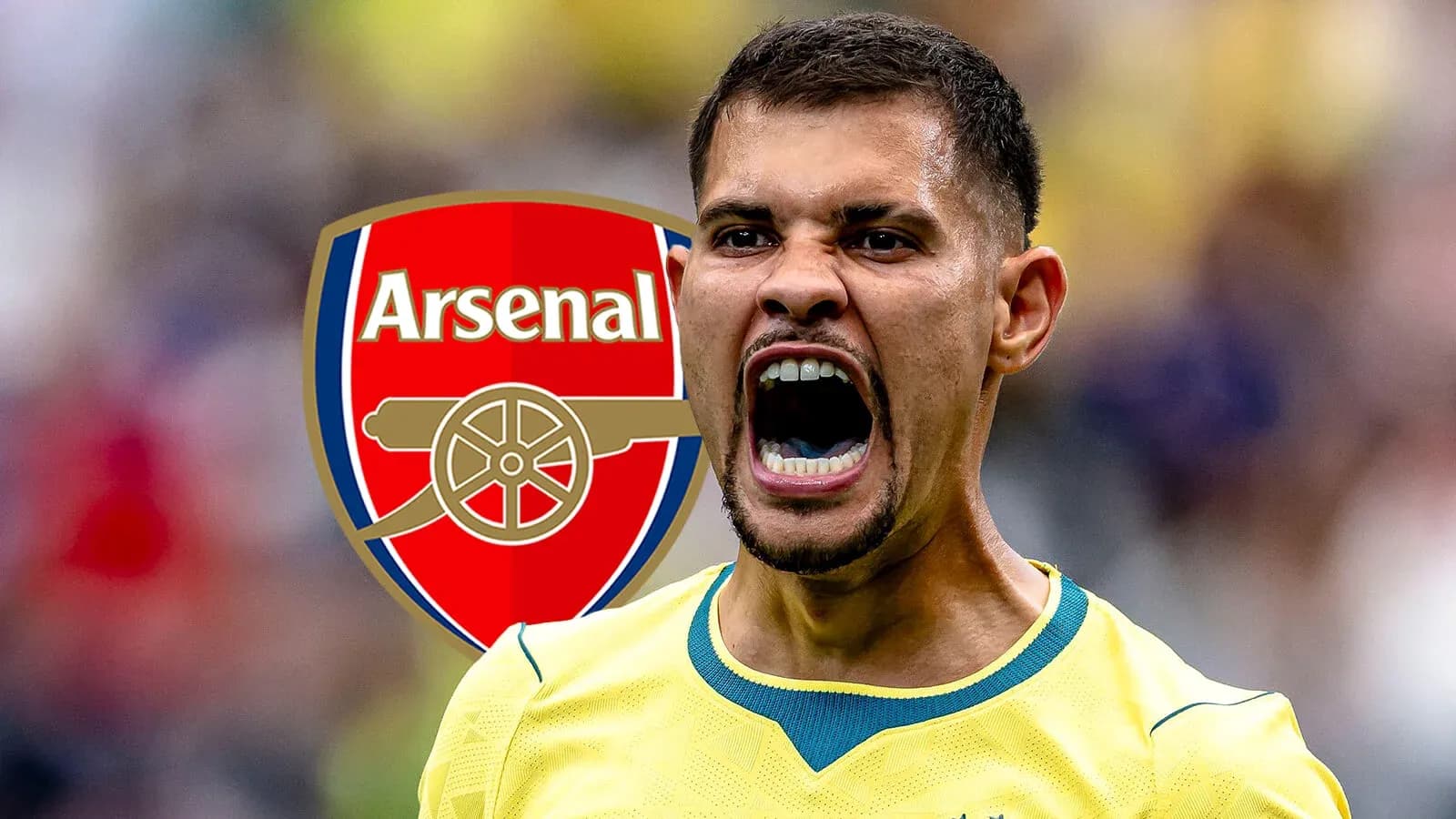 Futbolchi Arsenal logosi bilan chehrasi qichqirayotgan Futbolchi Arsenal logosi bilan chehrasi qichqirayotgan
