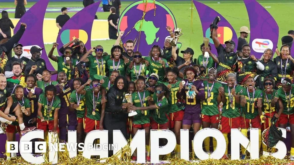 Cameroon women's team celebrating championship victory Cameroon women's team celebrating championship victory