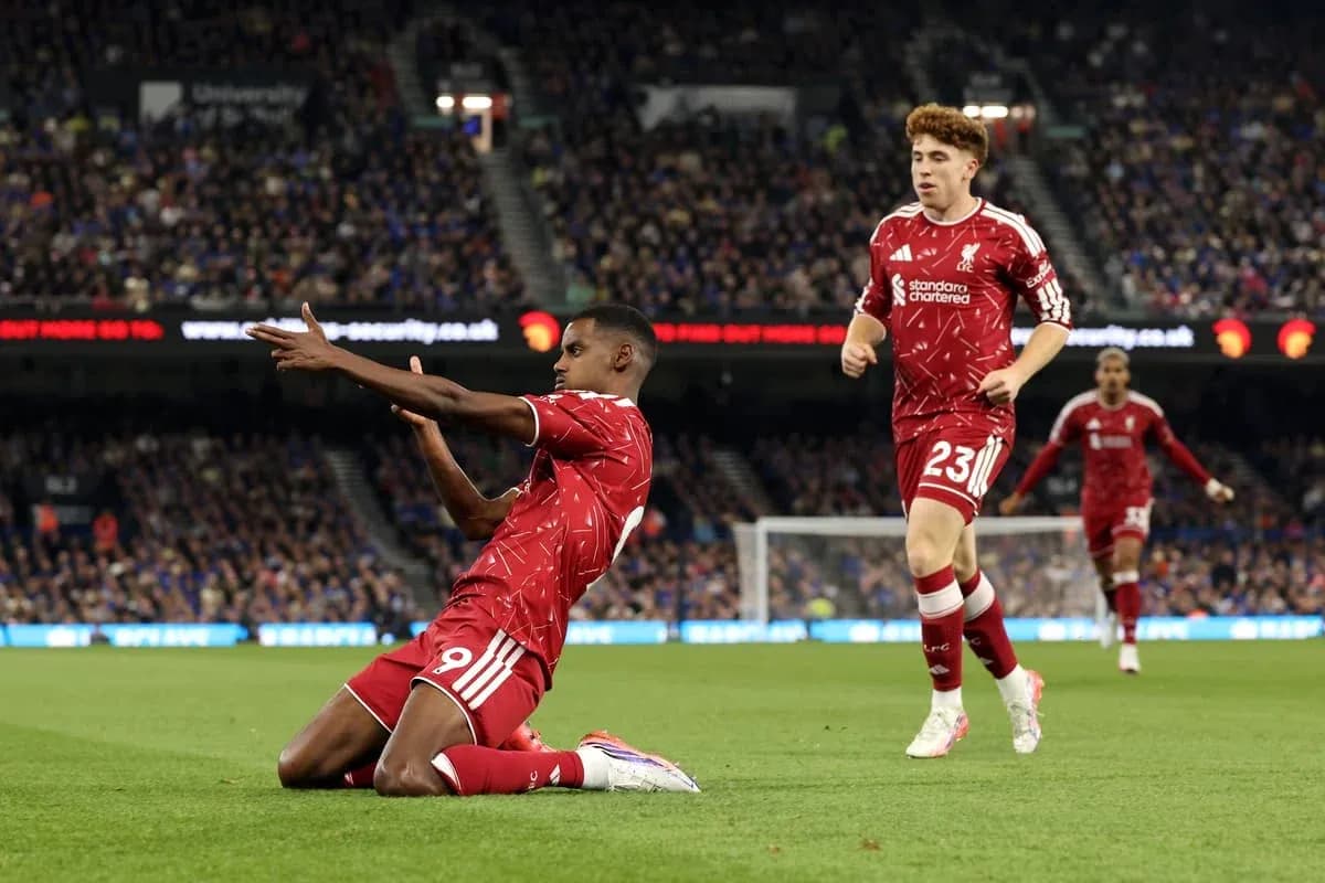 Liverpool players celebrating a goal during match Liverpool players celebrating a goal during match