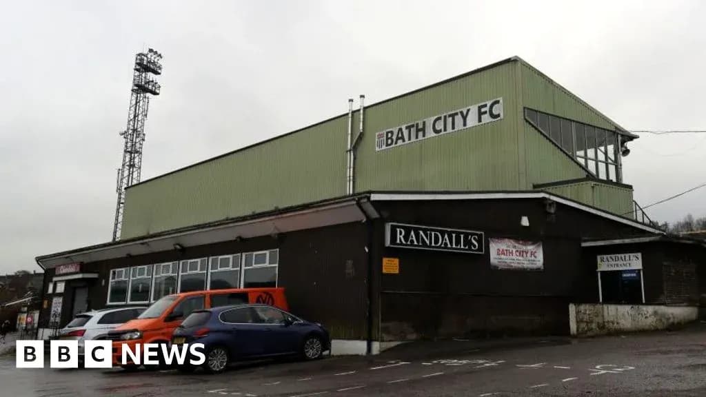 Bath City FC stadium exterior with nearby cars Bath City FC stadium exterior with nearby cars