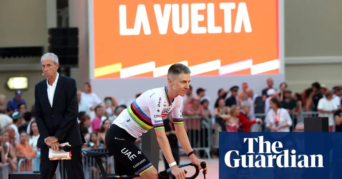 Cyclist preparing on stage at La Vuelta event Cyclist preparing on stage at La Vuelta event