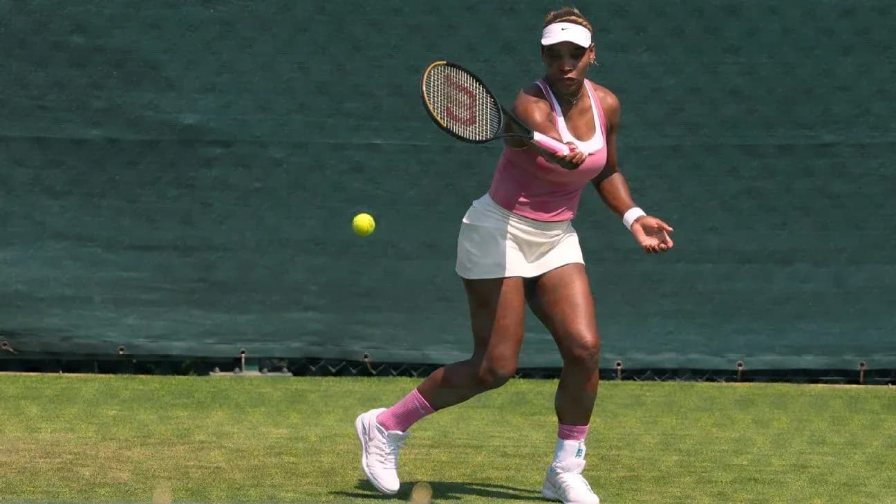 Tennis player hitting a forehand shot on court Tennis player hitting a forehand shot on court