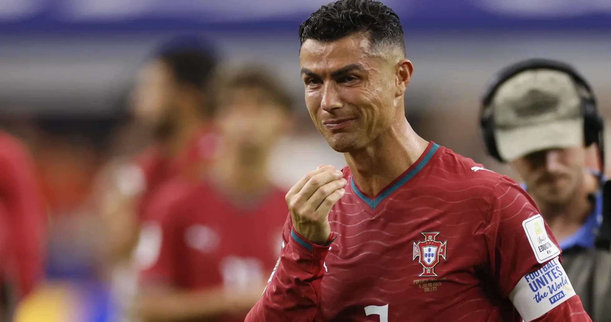 Cristiano Ronaldo in Portugal kit on the pitch Cristiano Ronaldo in Portugal kit on the pitch