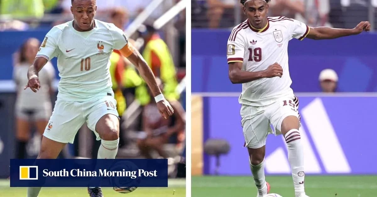 Two players dribbling the ball in match action Two players dribbling the ball in match action