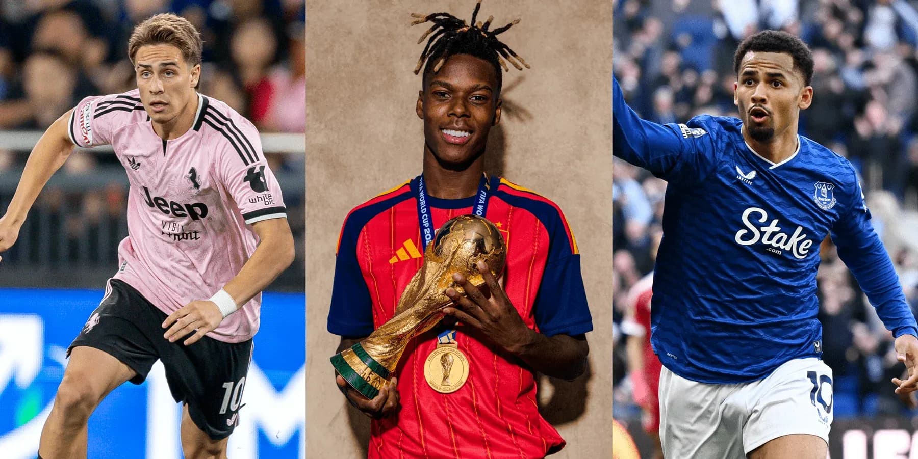 Three football players in action and celebration poses Three football players in action and celebration poses